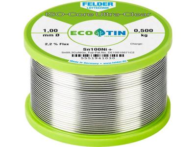Felder ISO-Core Ultra-Clear Sn100Ni+ Soldeertin, loodvrij Spoel Sn99,25Cu0,7Ni0,05 0.75 mm Felder ISO-Core Ultra-Clear Sn100Ni+ Soldeertin, loodvrij Spoel Sn99,25Cu0,7Ni0,05 0.75 mm