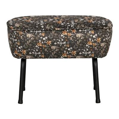 BePureHome Hocker 'Vogue' Velvet, kleur Flower Zwart