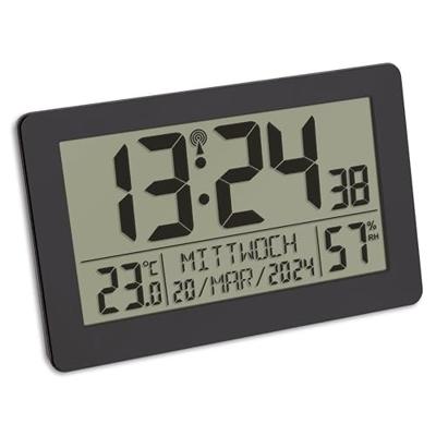 TFA Dostmann 60.2557.01 Zendgestuurde klok Zendergestuurd 20.6 cm x 3 cm x 13 cm Zwart Groot display