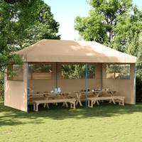 Partytent inklapbaar pop-up met 3 zijwanden beige - thumbnail