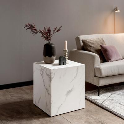 Artistiq Bijzettafel 'Marlenne' Marmerlook, 45 x 45cm, kleur Wit