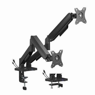 Verstelbare dubbele monitorarm met USB-poorten, 17“-32'' Verstelbare dubbele monitorarm met USB-poorten, 17“-32''