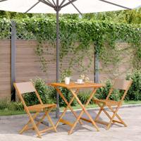 3-delige Bistroset stof en massief hout taupe - thumbnail