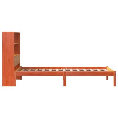 Bed met boekenkast zonder matras grenenhout wasbruin 100x200 cm