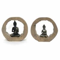 Decoratieve figuren DKD Home Decor Zwart Natuurlijk Boeddha 20,5 x 6 x 18,5 cm (2 Stuks) - thumbnail