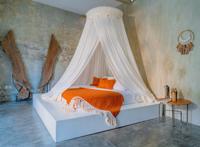 Luxury single bed mosquito net by Bambulah®, handmade, lightweight fine-mesh polyester, round, 60Ø, 250 height, bed net with very high quality finish - thumbnail