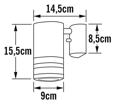 KonstSmide WandspotModena Downlight 15cm zinkgrijs - 7515-320 - thumbnail