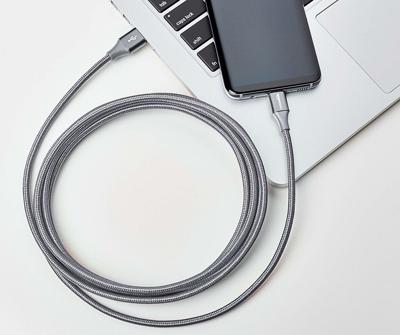 Amazon Basics Aansluitkabel, USB-C naar USB-A, USB 2.0 standaard, dubbel gevlochten nylon, 3 m, donkergrijs