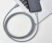 Amazon Basics Aansluitkabel, USB-C naar USB-A, USB 2.0 standaard, dubbel gevlochten nylon, 3 m, donkergrijs - thumbnail