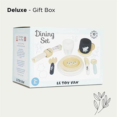 Houten servies Blauw/Wit (10-delig)