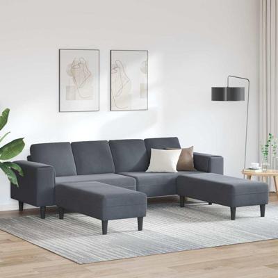 Bankstel 3 pcs Donkergrijs Fluweel