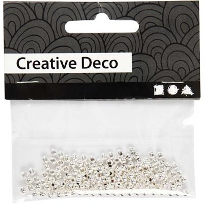 Creativ Company Waskralen, d 3 mm, gatgrootte 0,7 mm, zilver, 150 stuk/ 1 doos