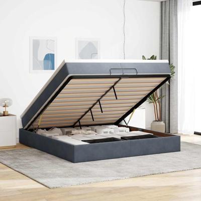 Ottoman bed met matrassen 200x200cm fluweel donkergrijs