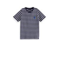 Scotch & Soda gestreept T-shirt van biologisch katoen donkerblauw/wit - thumbnail