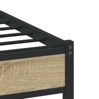 Bedframe met hoofdbord metaal sonoma eikenkleurig 100x200 cm - thumbnail