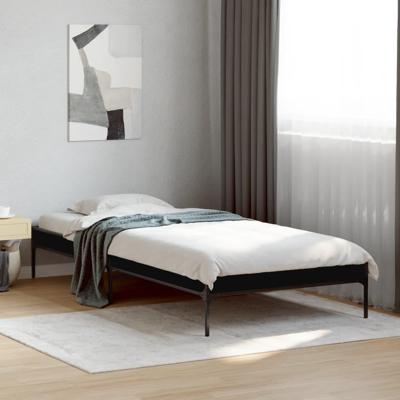 Bedframe bewerkt hout en metaal zwart 90x200 cm