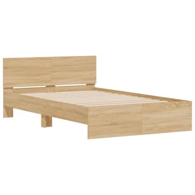 Bedframe met hoofdeinde en LED sonoma eikenkleurig 135x190 cm