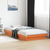 Bedframe met LED massief grenenhout wasbruin 90x190 cm - thumbnail