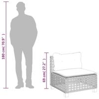 6-delige Loungeset met kussens poly rattan zwart - thumbnail