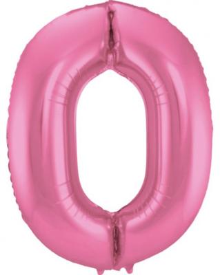 Folieballon Cijfer 0 Metallic Mat Roze (86cm)