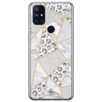 OnePlus Nord N10 5G siliconen telefoonhoesje - Stone & leopard print