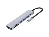 Conceptronic donn19g 7-in-1 usb 3.2 gen 1 docking station, hdmi, usb-a 3.0 x 3, sd, tf/microsd, 100w - thumbnail