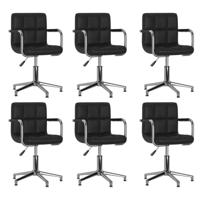 Eetkamerstoelen draaibaar 6 st kunstleer zwart - thumbnail