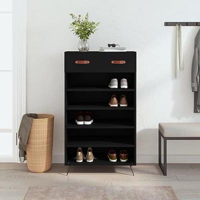 Schoenenkast 60x35x105 cm bewerkt hout zwart
