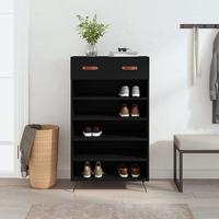 Schoenenkast 60x35x105 cm bewerkt hout zwart - thumbnail