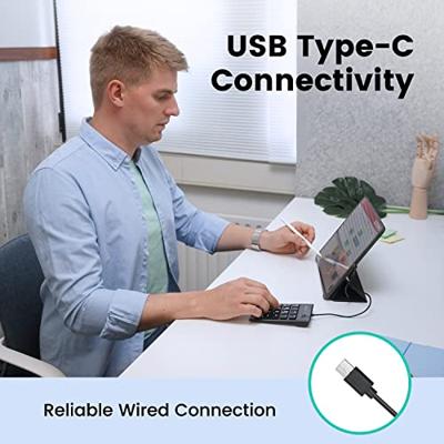Perixx PERIPAD-202C Nummernblock kabelgebungen USB-C mit 2x USB 2.0 Hub USB-A - Touchpen - 19 Toetsen