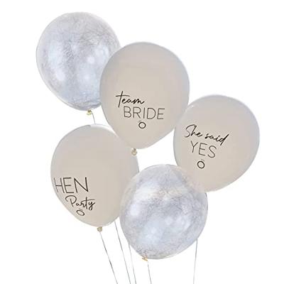 Ballonnen Mix Vrijgezellenfeest Wit/Zilver (5st)