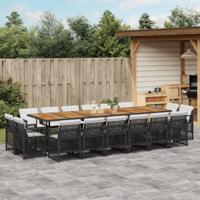 17-delige Tuinset met kussens poly rattan zwart - thumbnail