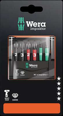 Wera Bit-Check 6 Impaktor 1 SB, 1/4", 6-delig bitset