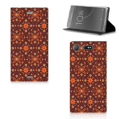 Sony Xperia XZ1 Hoesje met Magneet Batik Brown Sony Xperia XZ1 Hoesje met Magneet Batik Brown