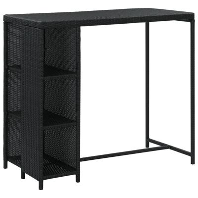 VidaXL Bartafel met opbergrek 120x60x110 cm poly rattan zwart VidaXL Bartafel met opbergrek 120x60x110 cm poly rattan zwart
