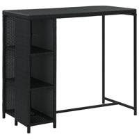 Bartafel met opbergrek 120x60x110 cm poly rattan zwart - thumbnail