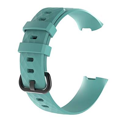 Fitbit Charge 3 & 4 siliconen diamant pattern bandje - Maat: Small - Tiffany blauw