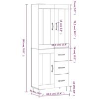 Hoge kast 69,5x34x180 cm bewerkt hout wit - thumbnail