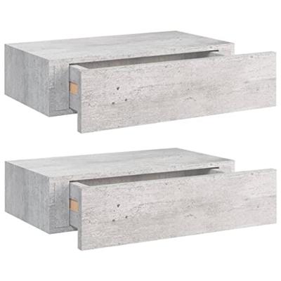 VidaXL Wandschappen 2 st met lade 40x23,5x10 cm mdf betongrijs VidaXL Wandschappen 2 st met lade 40x23,5x10 cm mdf betongrijs