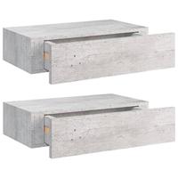 VidaXL Wandschappen 2 st met lade 40x23,5x10 cm mdf betongrijs - thumbnail