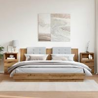 Nachtkastjes 2 st 40x36x65cm bewerkt hout artisanaal eikenkleur - thumbnail