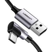 UGREEN USB Type C Kabel 90 Graden Ondersteunt Quick Charge 4.0/3.0/2.0 Snel Opladen Nylon Kabel Compatibel met Galaxy S21 S20 Note 10 A51, Redmi Note 9 Pro Note 9, Huawei P40 Pro P30 enz.(1M) - thumbnail