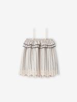 Geborduurde babyjurk met bandjes lichtbeige met strepen - thumbnail