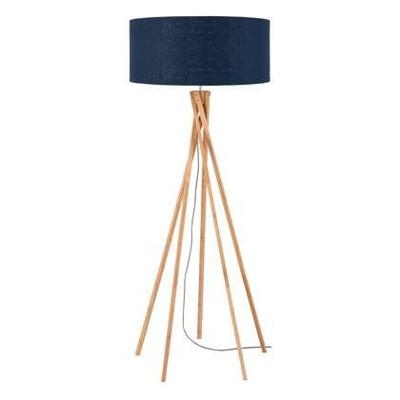 Good&Mojo Vloerlamp 'Kilimanjaro' Bamboe en Eco linnen, kleur Denimblauw
