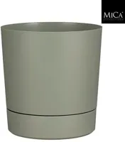 Mica Decorations Bloempot 'Coco' met schotel d38 h40 lichtgroen - thumbnail