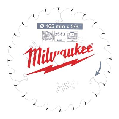 Milwaukee Cirkelzaagblad voor Hout | Ø 165mm Asgat 15,87mm 24T - 4932471311