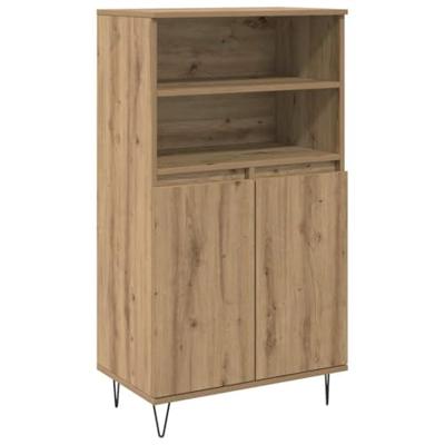 Highboard met plank met opslag met de deur Bruin 60 x 36 x 110 cm Bewerkt hout Highboard met plank met opslag met de deur Bruin 60 x 36 x 110 cm Bewerkt hout