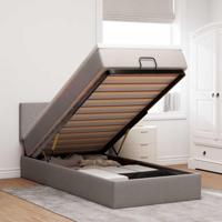 Ottoman bed met matras en LED's 100x200 cm stof taupe - thumbnail