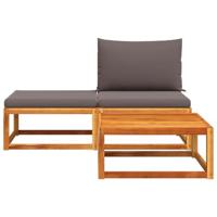 3-delige Loungeset met kussens massief acaciahout - thumbnail