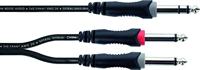 Cordial 14876 Jackplug / Cinch Audio Y-adapter [1x Jackplug male 6,3 mm (stereo) - 2x Jackplug male 6,3 mm (mono)] 1 m Zwart PVC-mantel, Tweelingkabel - thumbnail